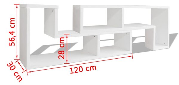 TV stolek ve tvaru dvojitého L bílý 243066