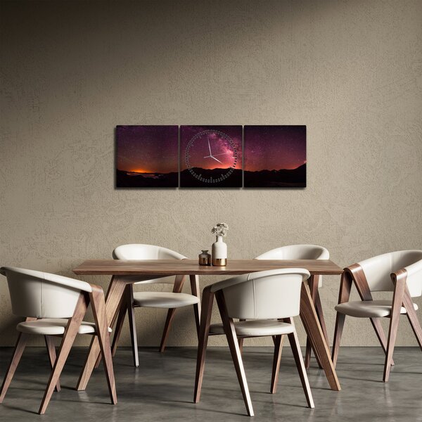 Obraz růžové mlléčné dráhy (s hodinami) (90x30 cm)