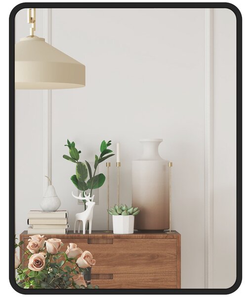 HOMCOM obdélné nástěnné zrcadlo 50 × 40 cm — moderní černý kovový rám | Aosom