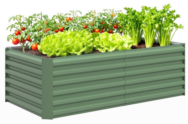 Outsunny pozinkovaný vyvýšený záhon, bezespodový, 180 × 90 × 57,5 cm, světle zelený | Aosom