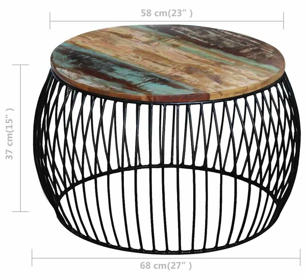 Konferenční stolek kulatý masivní recyklované dřevo 68 x 37 cm 243300