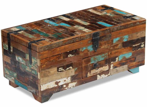 Konferenční stolek truhla masivní recyklované dřevo 80x40x35 cm 243320