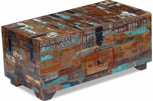 Konferenční stolek truhla masivní recyklované dřevo 80x40x35 cm 243320