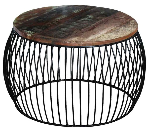Konferenční stolek kulatý masivní recyklované dřevo 68 x 37 cm 243300