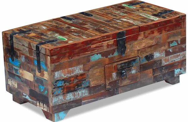 Konferenční stolek truhla masivní recyklované dřevo 80x40x35 cm 243320