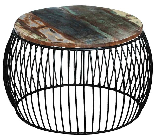Konferenční stolek kulatý masivní recyklované dřevo 68 x 37 cm 243300