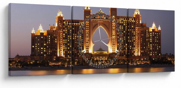 Obraz stavby v Dubaji (s hodinami) (90x30 cm)