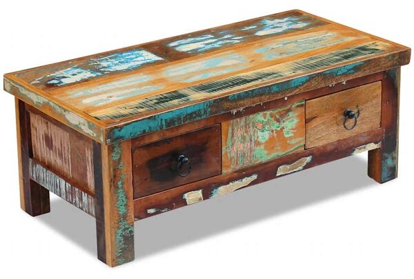 Konferenční stolek zásuvky masivní recyklované dřevo 90x45x35cm 243321