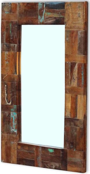 Zrcadlo masivní recyklované dřevo 80 x 50 cm 243329
