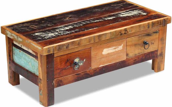 Konferenční stolek zásuvky masivní recyklované dřevo 90x45x35cm 243321