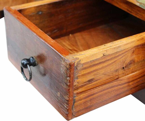 Konferenční stolek zásuvky masivní recyklované dřevo 90x45x35cm 243321