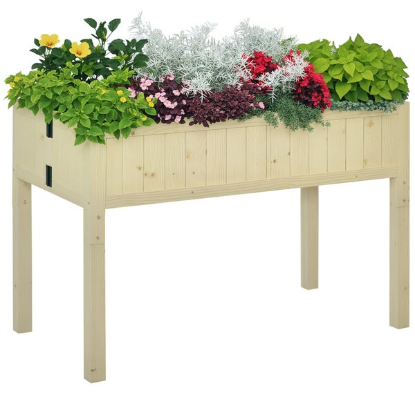Outsunny skládací vyvýšený truhlík ze smrkového dřeva, 115 × 56 × 76 cm, přírodní povrch, 4 odtokové otvory | Aosom