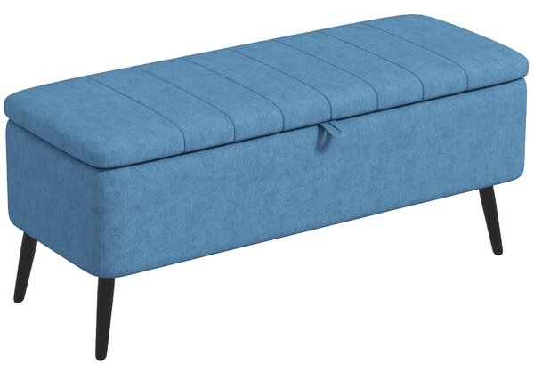 HOMCOM úložná lavice 102×40×44 cm, polstrování v lněném vzhledu — tmavě modrá | Aosom