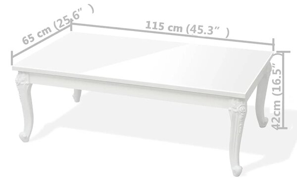 Konferenční stolek 115 x 65 x 42 cm vysoký lesk bílý 243381