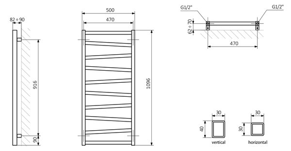 Sapho Sapho, ZIG topné těleso 500x1096 mm, 406 W, antracit, ZG511A