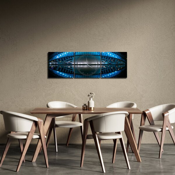 Obraz fotbalového stadionu (s hodinami) (90x30 cm)