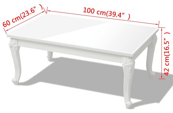 Konferenční stolek 100x60x42 cm vysoký lesk bílý 243380