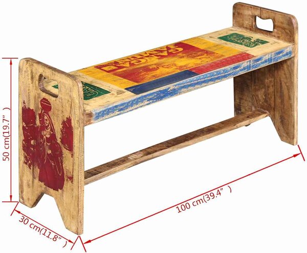 Cola lavice masivní recyklované dřevo 100 x 30 x 50 cm 243457