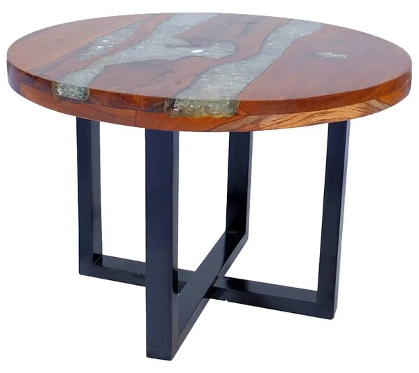 Konferenční stolek, teak a pryskyřice 60 cm 243466