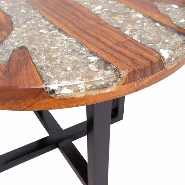 Konferenční stolek, teak a pryskyřice 60 cm 243466
