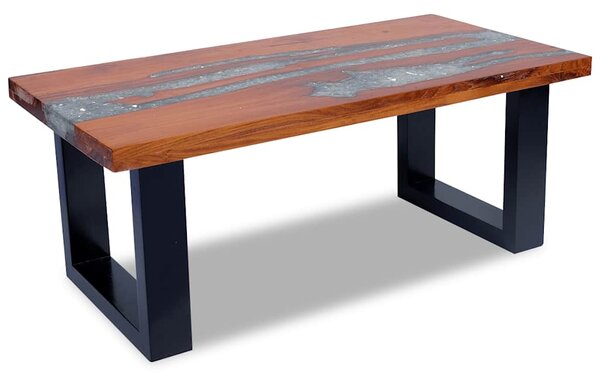 Konferenční stolek, teak a pryskyřice 100x50 cm 243467