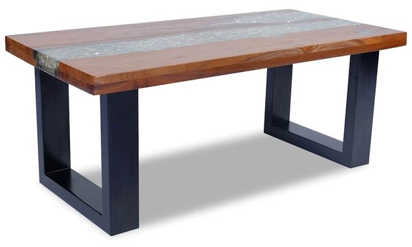 Konferenční stolek, teak a pryskyřice 100x50 cm 243467