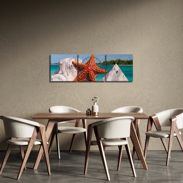 Obraz mořské hvězdice (s hodinami) (90x30 cm)