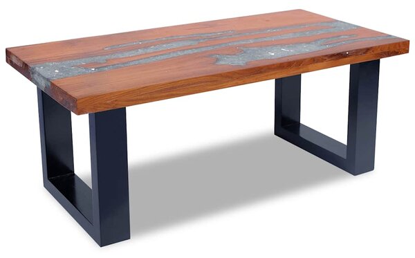 Konferenční stolek, teak a pryskyřice 100x50 cm 243467