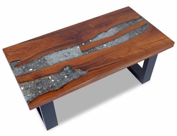 Konferenční stolek, teak a pryskyřice 100x50 cm 243467