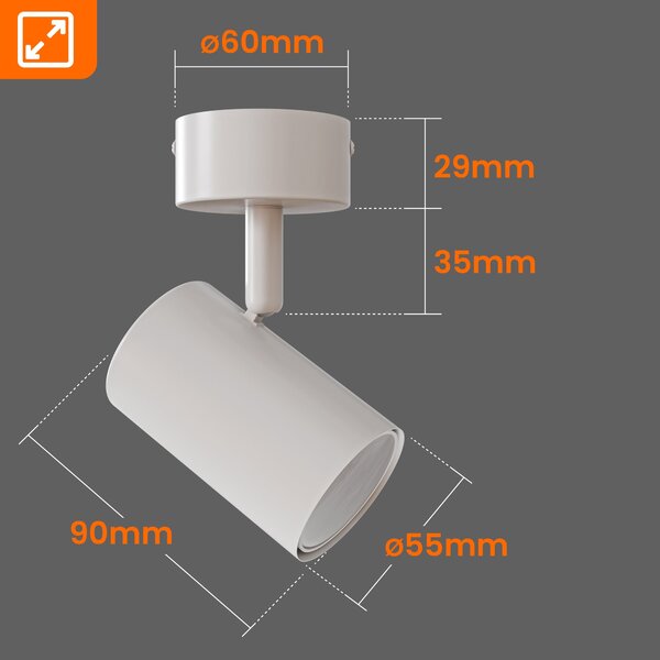 Bílé přisazené bodové svítidlo GU10, nastavitelné, Ø 55 mm