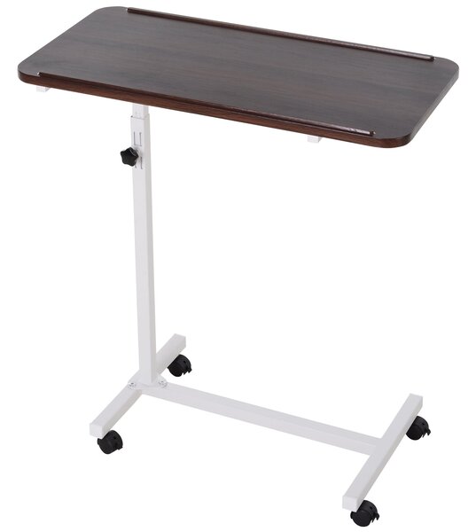 HOMCOM C‑stolek na kolečkách, výškově nastavitelný, 77 × 40 × 76–100 cm, tmavý ořech | Aosom