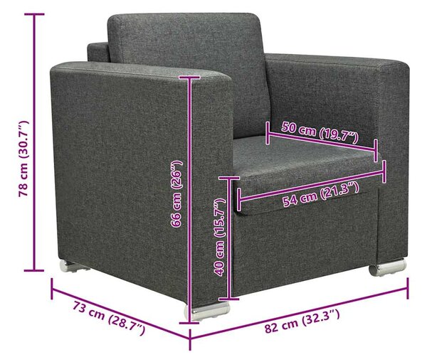 Křeslo tmavě šedé textil 243582