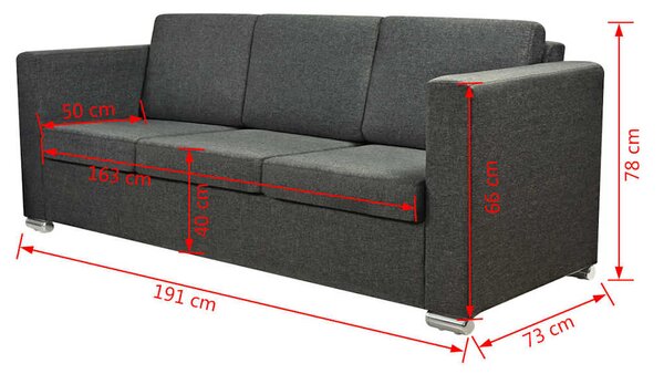 3místná pohovka textil tmavě šedá 243584