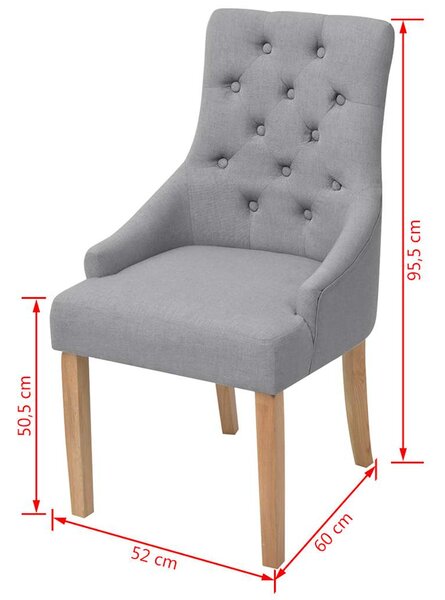Jídelní židle 2 ks světle šedé textil 243635