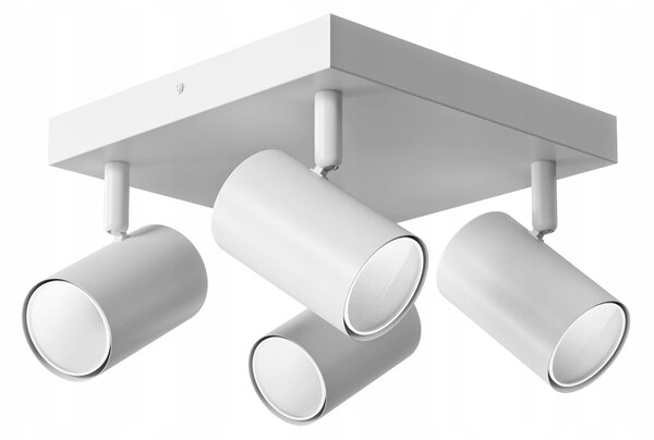 Bílé přisazené bodové svítidlo GU10, nastavitelné, 4× GU10, Ø 55 mm
