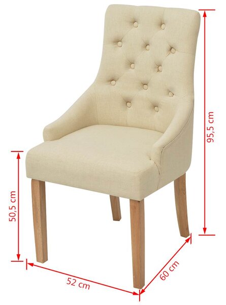 Jídelní židle 2 ks krémové textil 243637