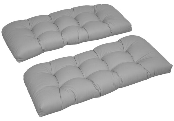 Outsunny poduška na dvoumístnou lavici 110 × 48 × 8 cm — šedá, do interiéru i exteriéru, snadno čistitelná, 8bodové prošití pro pohodlí | Aosom