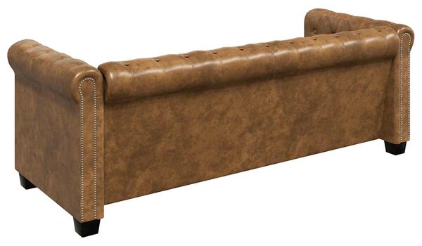 Chesterfield sedačka 3místná umělá kůže hnědá 243620