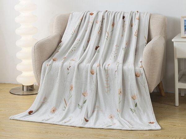 XPOSE® Mikroplyšová deka DIVOKÉ MÁKY - světle šedá 200x220 cm