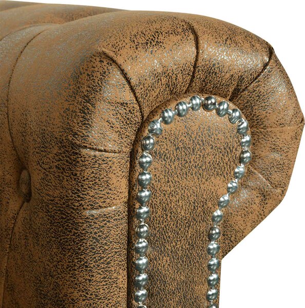 Chesterfield sedačka 3místná umělá kůže hnědá 243620