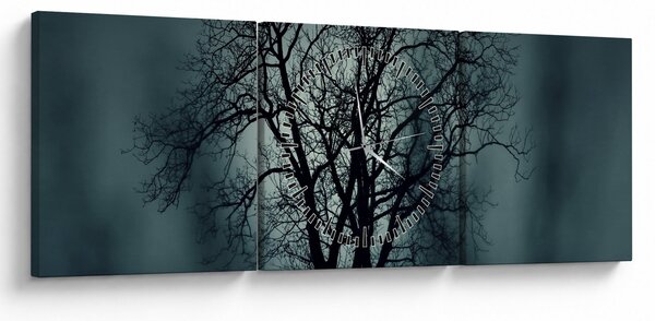 Obraz stromu v zatmění (s hodinami) (90x30 cm)
