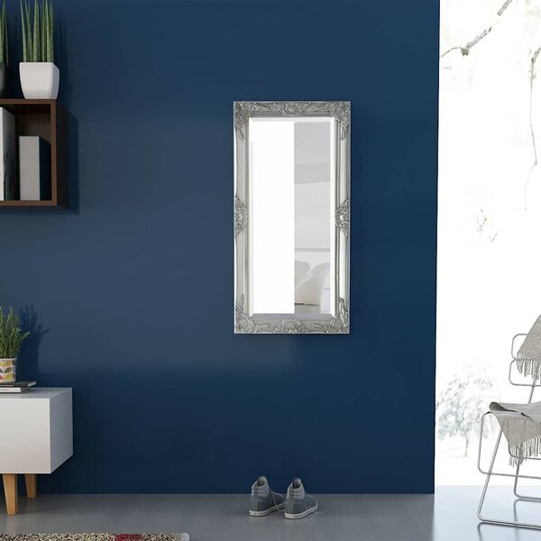 Nástěnné zrcadlo barokní styl 100 x 50 cm stříbrné 243681