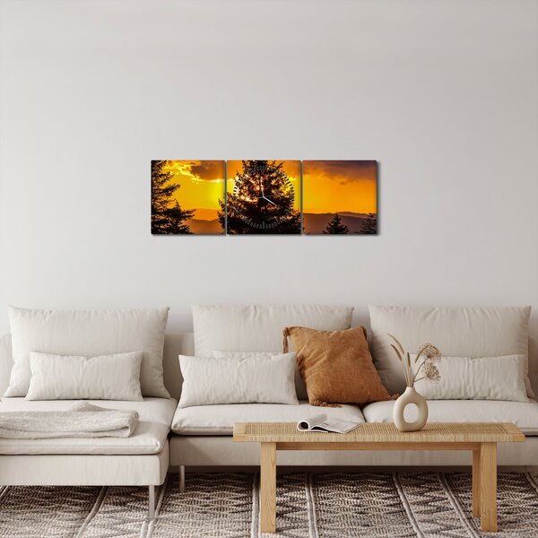 Obraz - jehličnany (s hodinami) (90x30 cm)