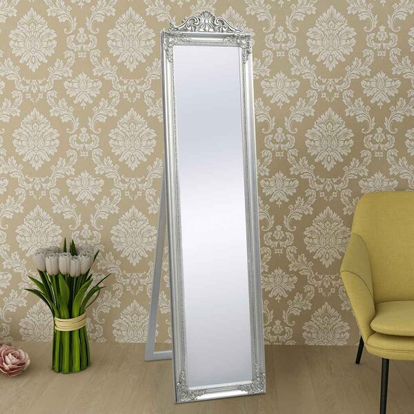 Volně stojící zrcadlo barokní styl 160 x 40 cm stříbrné 243693