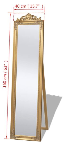 Volně stojící zrcadlo barokní styl 160 x 40 cm zlaté 243692