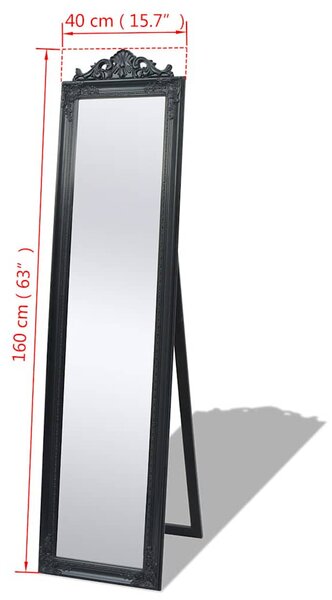 Volně stojící zrcadlo barokní styl 160 x 40 cm černé 243694