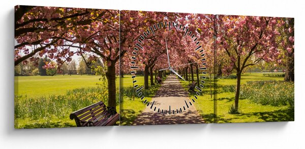 Obraz - sad třešní (s hodinami) (90x30 cm)