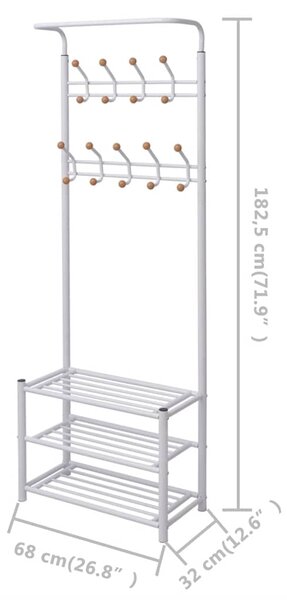 Věšák na oblečení s botníkem 68x32x182,5 cm bílá 243727