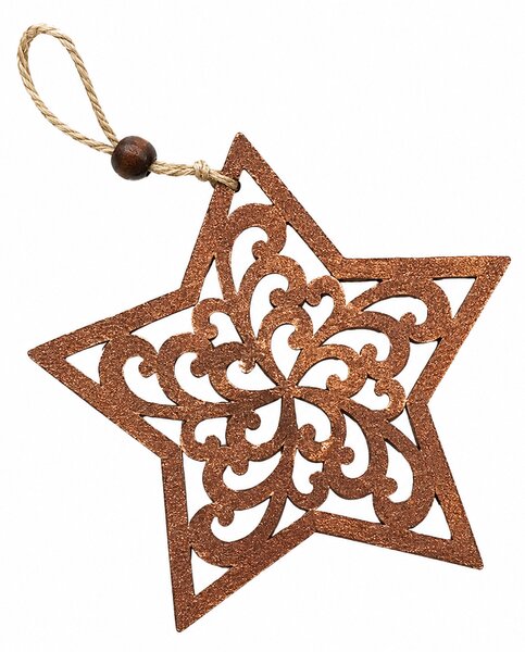 Dřevěná závěsná hvězda s ornamentem – oboustranná – 20 cm 3001318