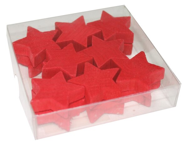 Dřevěné dekorační hvězdičky červené – 16 ks – 3,5 cm 3003211